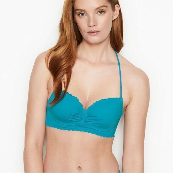 Victorias Secret Swim Zuma Sweetheart Demi Bikini top Bra Halter Teal - Picture 4 of 6